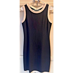 St. John Black and Cream Sleeveless Dress